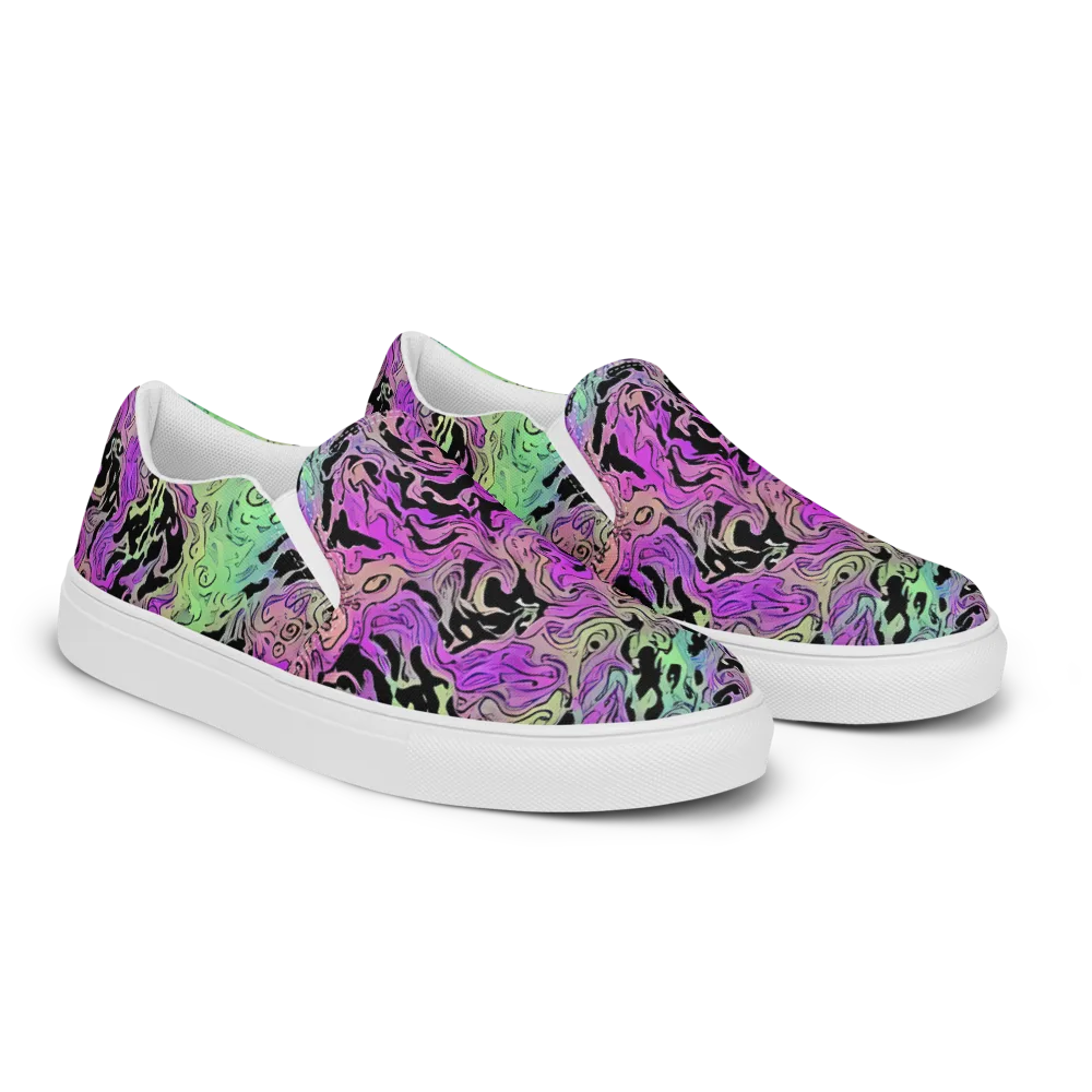 Psychedelic Ink on Women's Slip-On Canvas Shoes — Right Front