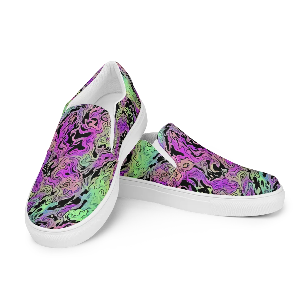 Psychedelic Ink on Women's Slip-On Canvas Shoes — Left Front