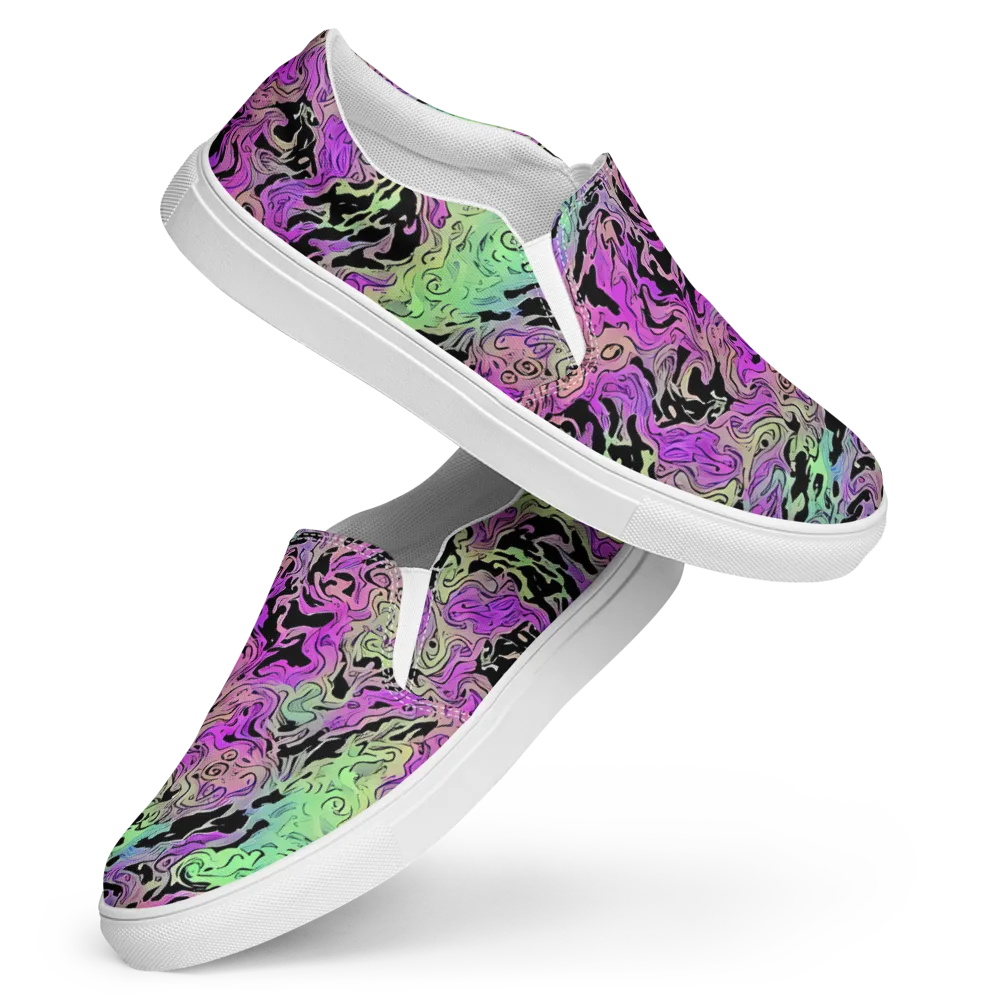 Psychedelic Ink on Women's Slip-On Canvas Shoes — Front