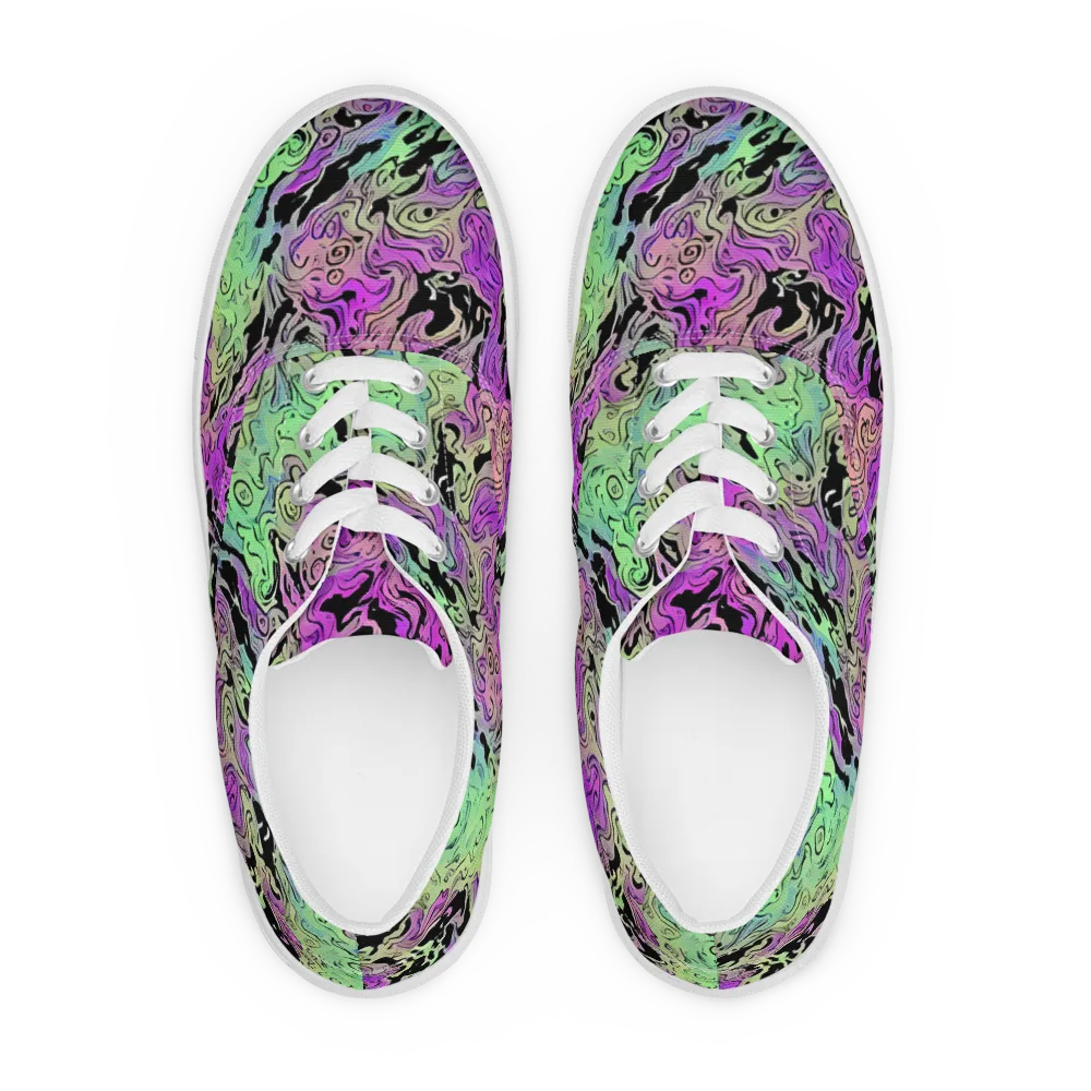 Psychedelic Ink on Men's Lace-Up Canvas Shoes — Front