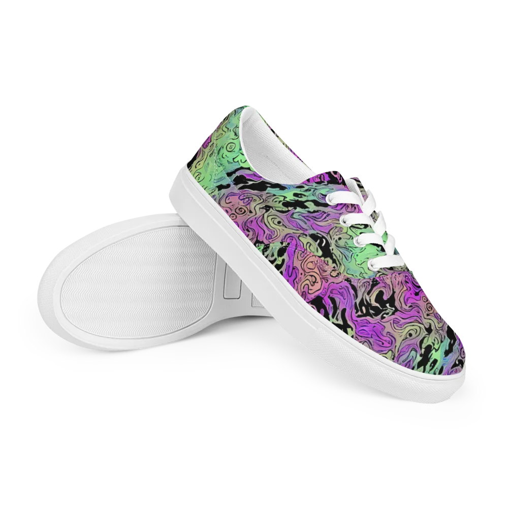 Psychedelic Ink on Men's Lace-Up Canvas Shoes — Right Front