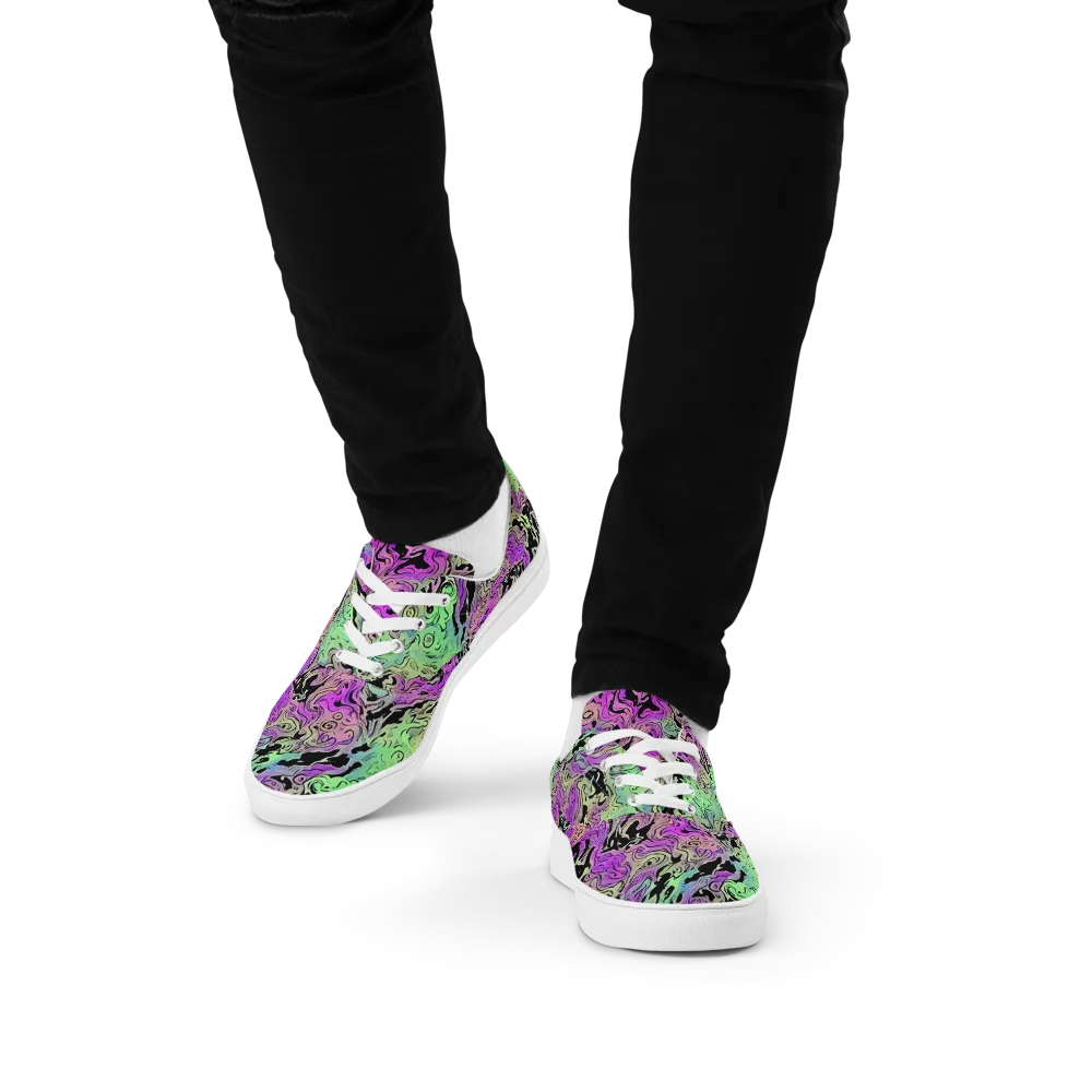 Psychedelic Ink on Men's Lace-Up Canvas Shoes — Front
