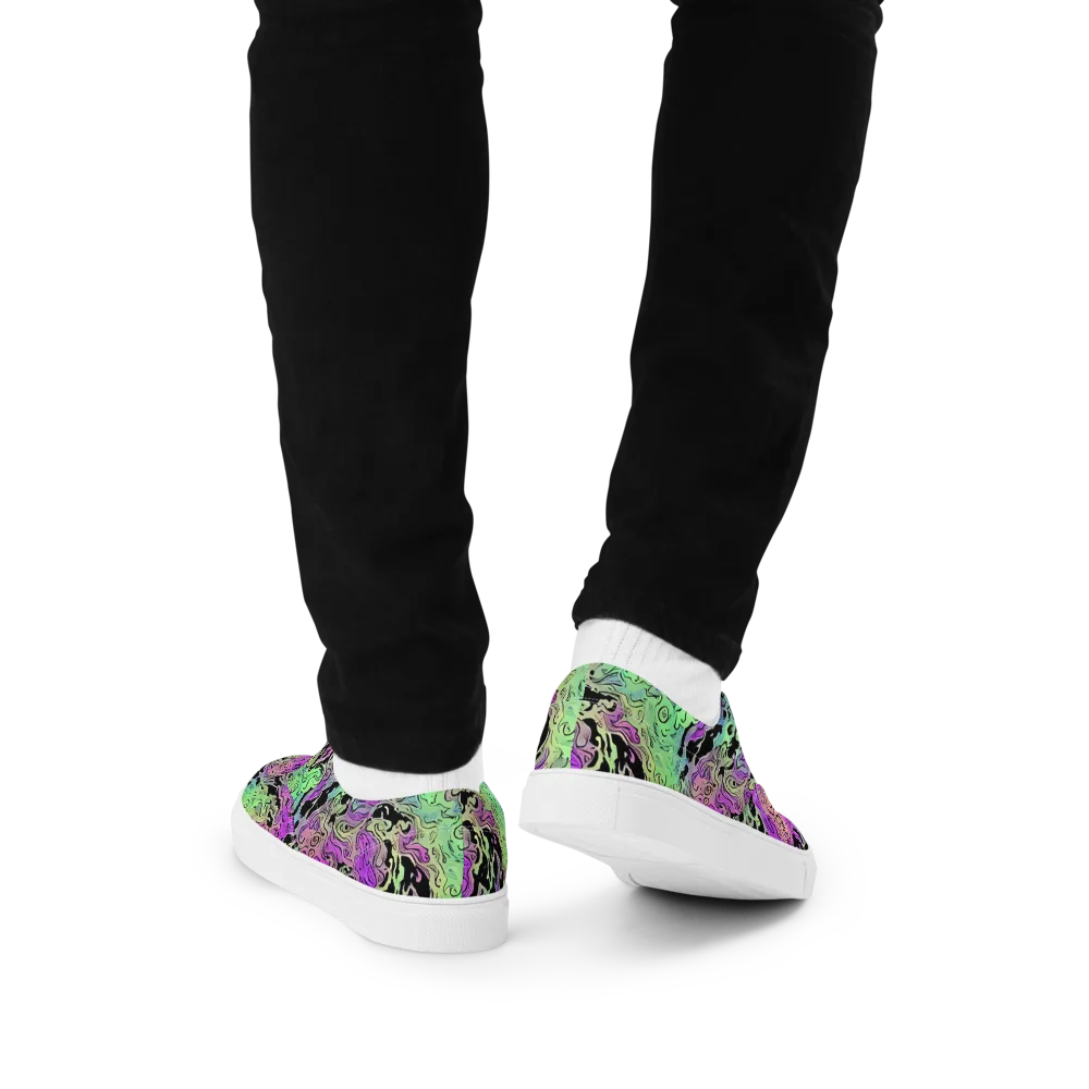 Psychedelic Ink on Men's Lace-Up Canvas Shoes — Back