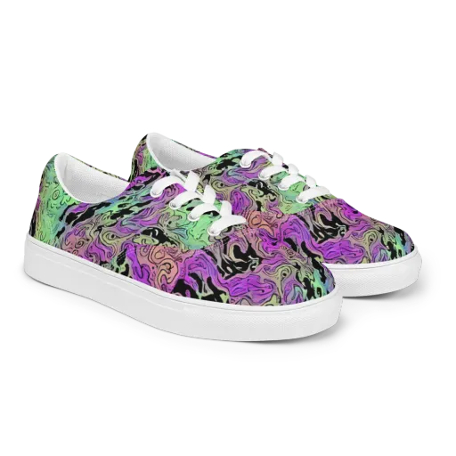 Psychedelic Ink on a Men's Lace-Up Canvas Shoes