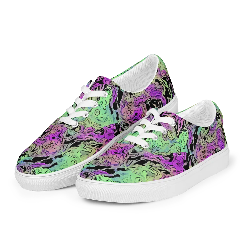 Psychedelic Ink on Men's Lace-Up Canvas Shoes — Left Front
