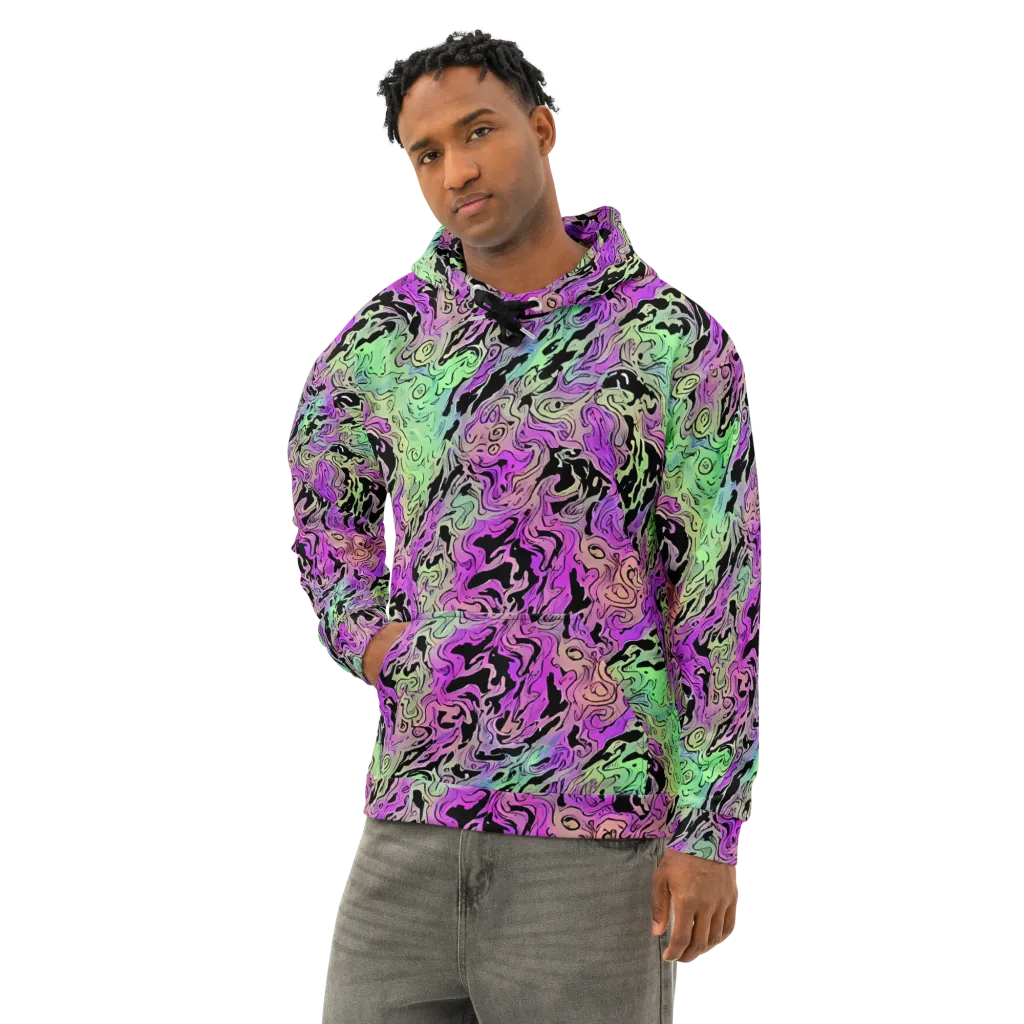 Psychedelic Ink on Cotton Hoodie — Left Front