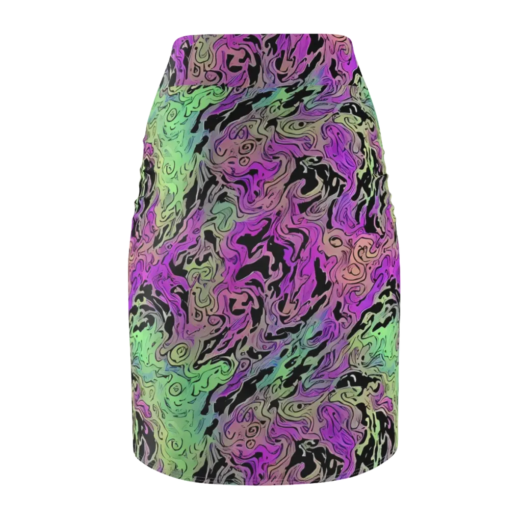 Psychedelic Ink on Pencil Skirt — Back