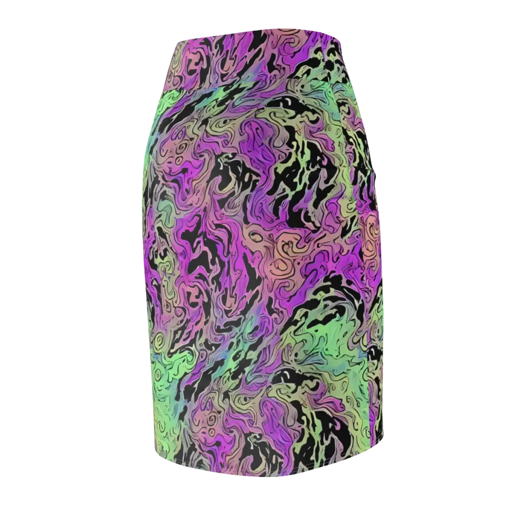 Psychedelic Ink on Pencil Skirt — Back Side