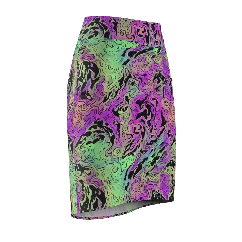 Psychedelic Ink on Pencil Skirt — Front Side