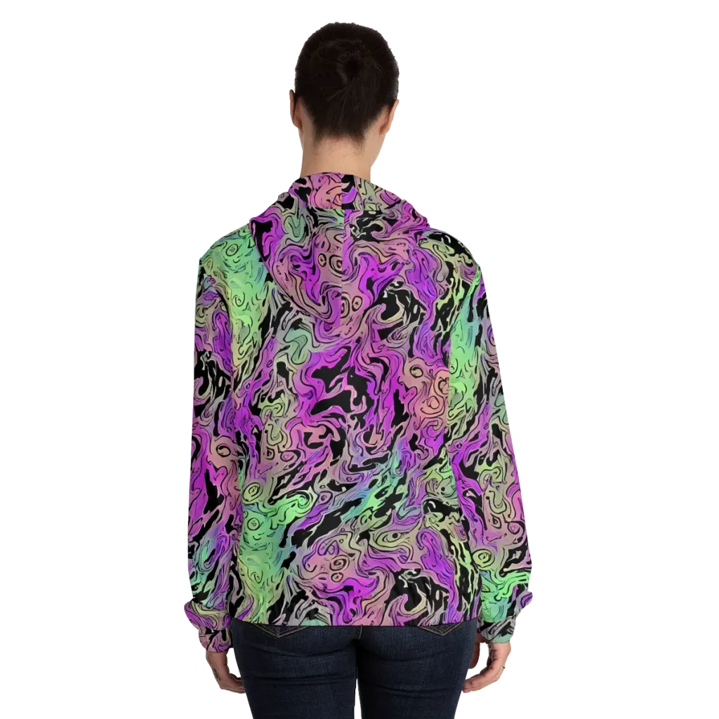 Psychedelic Ink on Women's Full-Zip Hoodie — Back On Person