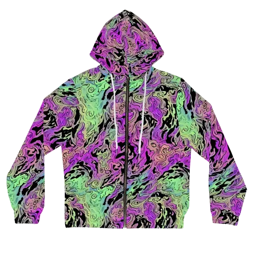 Psychedelic Ink on a Women's Full-Zip Hoodie
