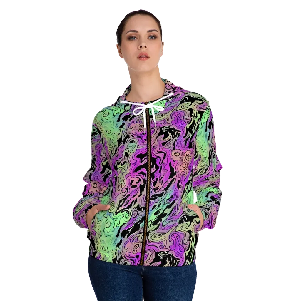 Psychedelic Ink on Women's Full-Zip Hoodie — Front On Person
