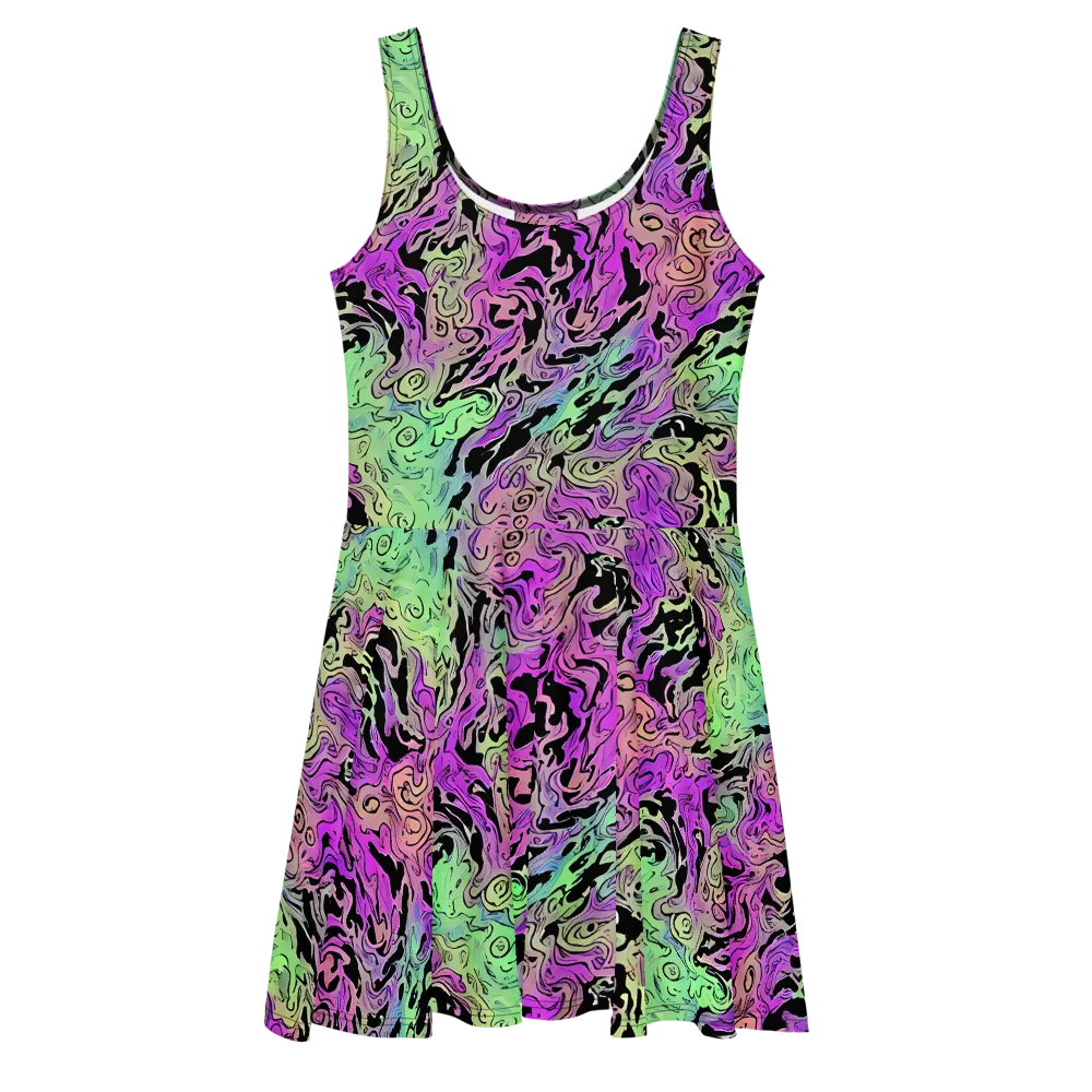 Psychedelic Ink on Skater Dress — Front
