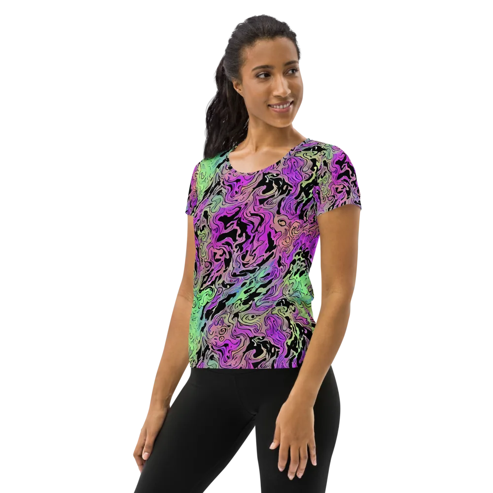 Psychedelic Ink on Women's Athletic T-Shirt — Left