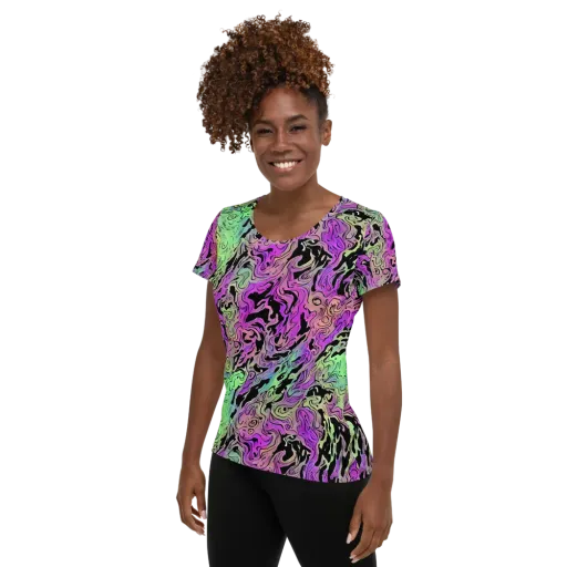 Psychedelic Ink on a Women's Athletic T-Shirt