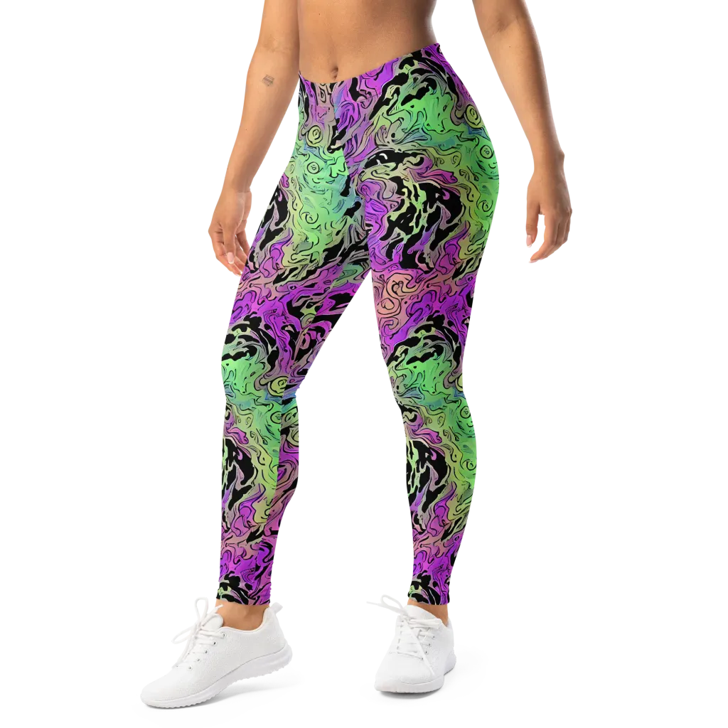 Psychedelic Ink on Leggings — Left Front