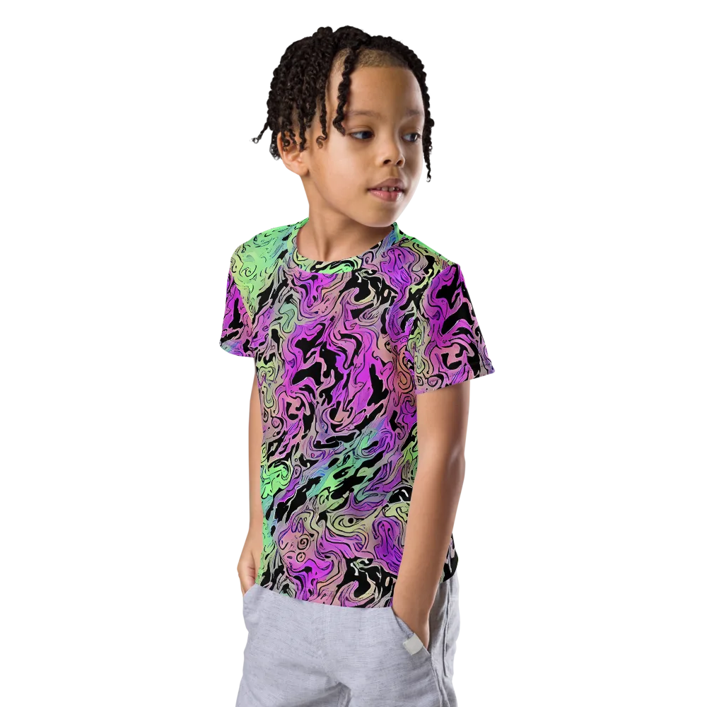 Psychedelic Ink on Kids Crew Neck T-Shirt — Left Front