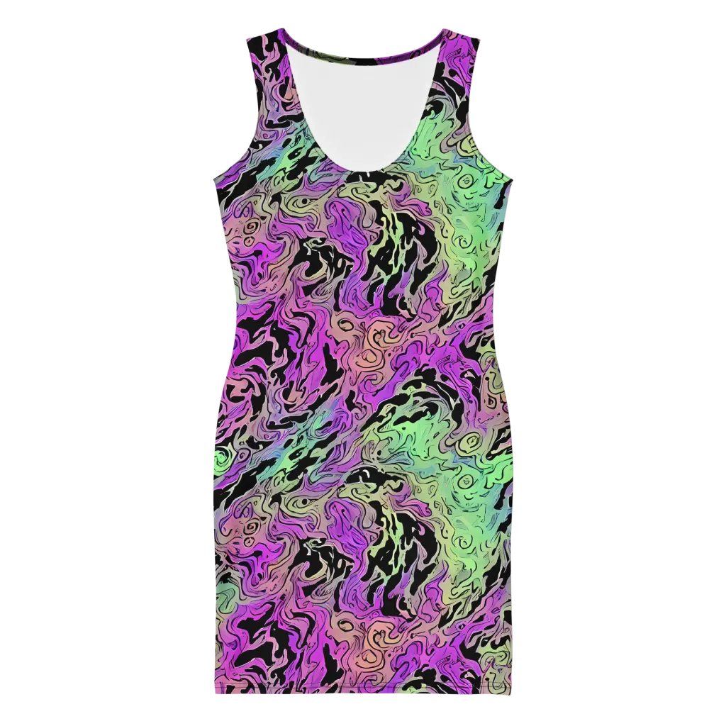 Psychedelic Ink on Bodycon Dress — Front