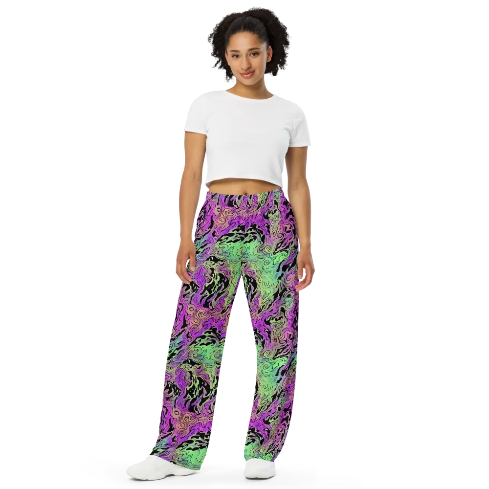 Psychedelic Ink on Wide-Leg Pants — Front
