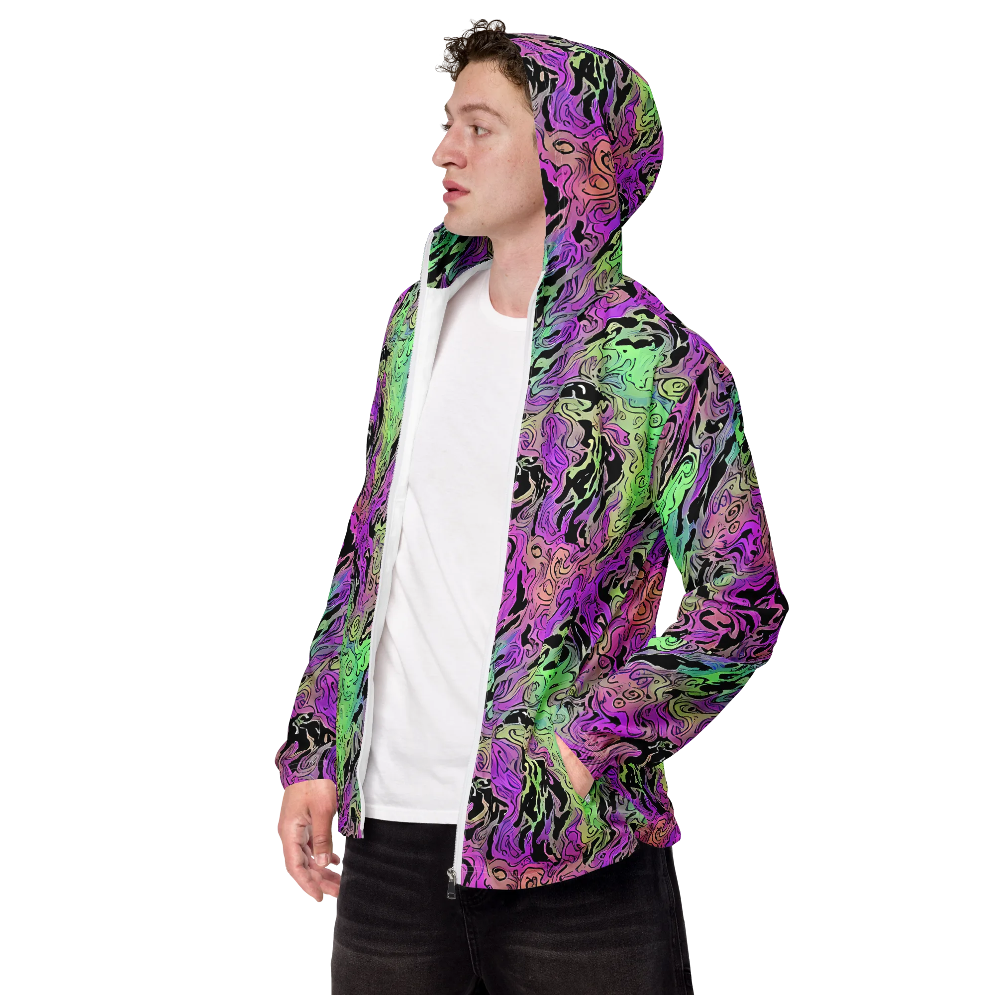 Psychedelic Ink on Men's Windbreaker — Left Front
