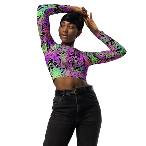 Psychedelic Ink on a Long Sleeve Crop Top