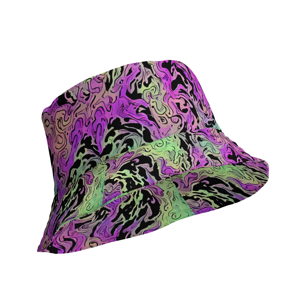 Psychedelic Ink on Reversible Bucket Hat — Product details Outside