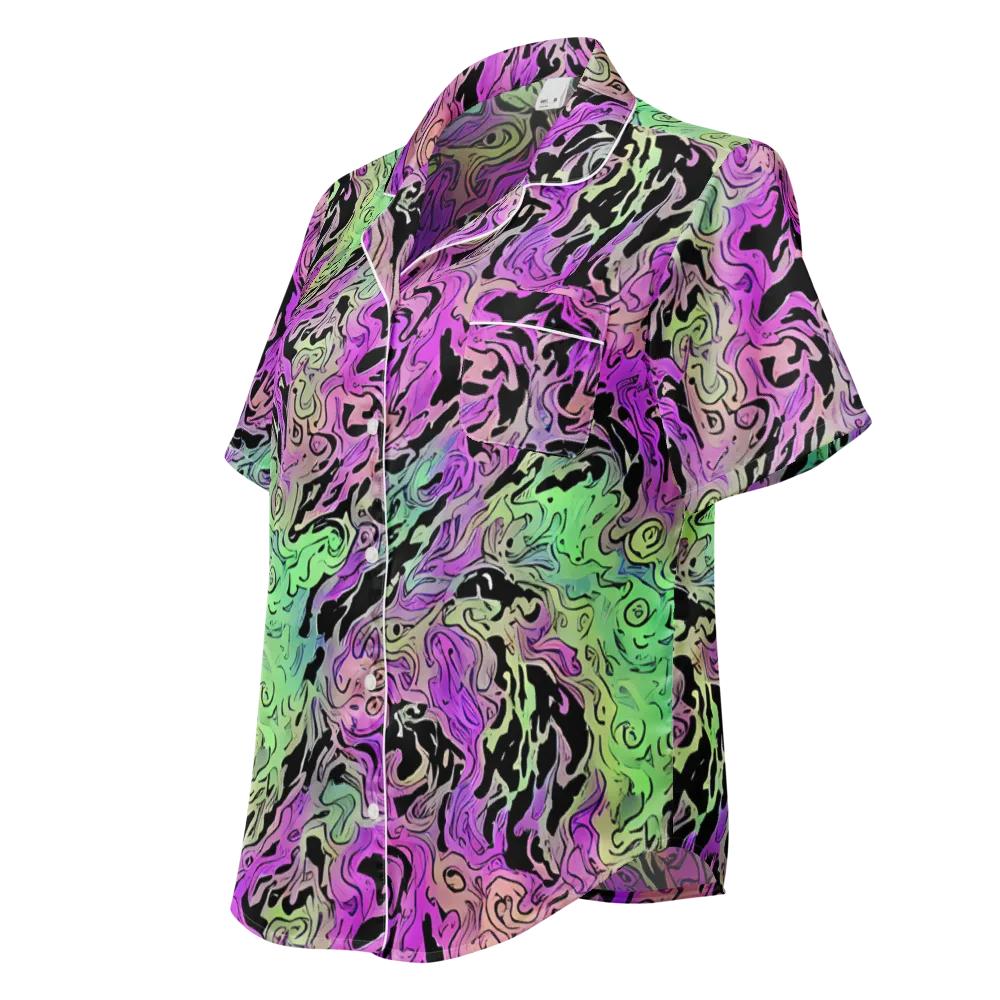 Psychedelic Ink on Women's Short Sleeve Pajama Top — Left Front