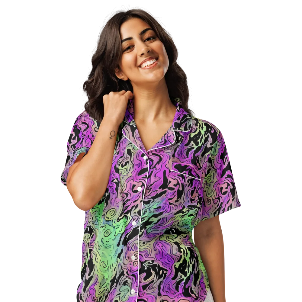Psychedelic Ink on Women's Short Sleeve Pajama Top — Front