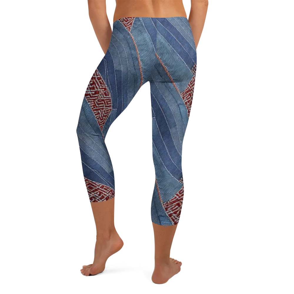 Denim Labyrinth on Capri Leggings — Back