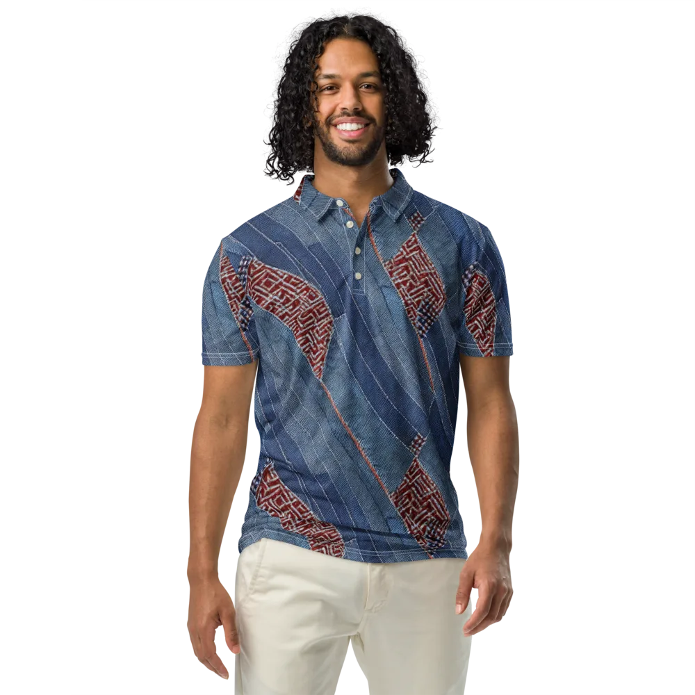 Denim Labyrinth on Men's Slim Fit Polo Shirt — Front