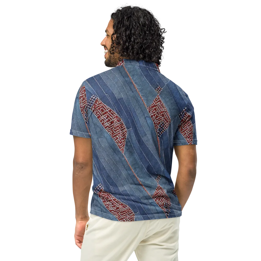 Denim Labyrinth on Men's Slim Fit Polo Shirt — Back
