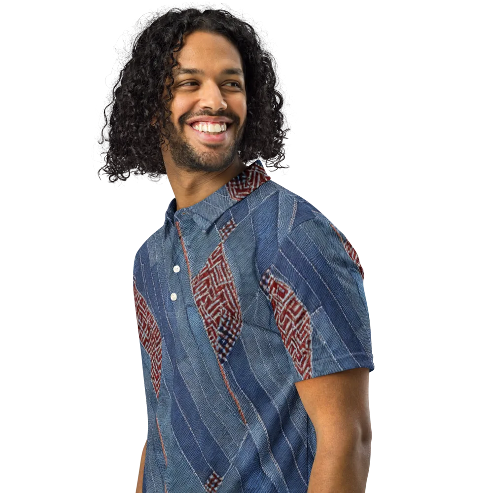 Denim Labyrinth on Men's Slim Fit Polo Shirt — Left Front