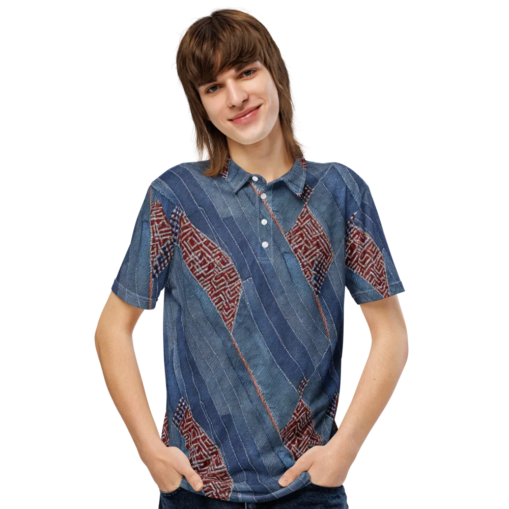 Denim Labyrinth on Men's Slim Fit Polo Shirt — Front