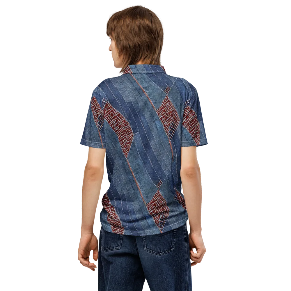 Denim Labyrinth on Men's Slim Fit Polo Shirt — Back