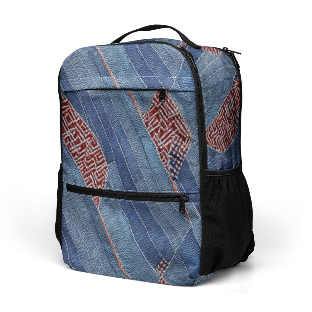 Denim Labyrinth on Utility Backpack — Left Front