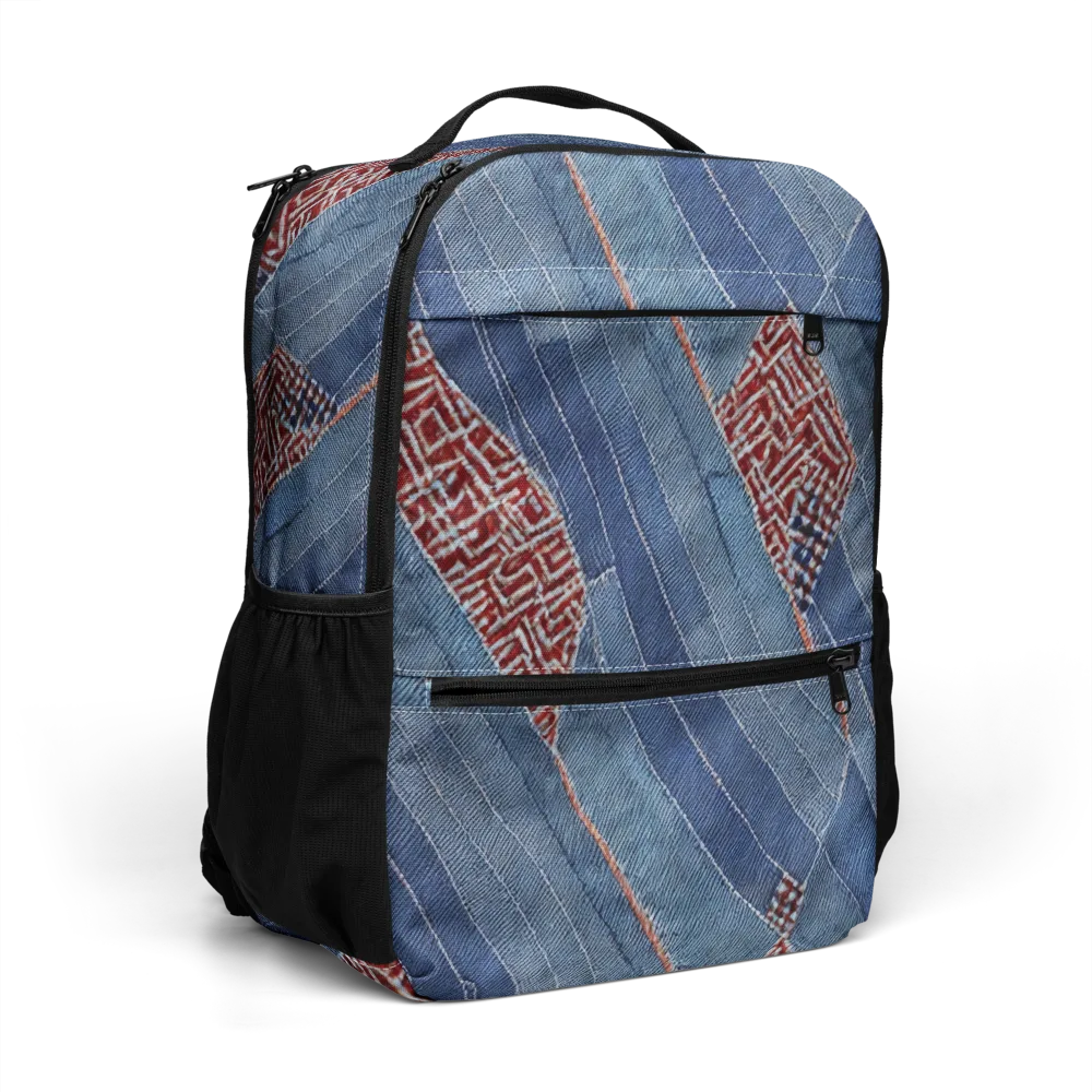 Denim Labyrinth on Utility Backpack — Right Front