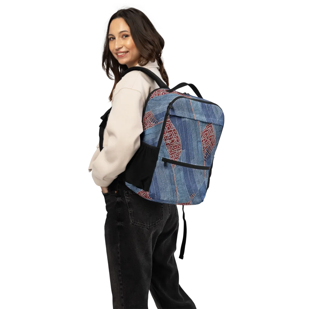 Denim Labyrinth on Utility Backpack — Back