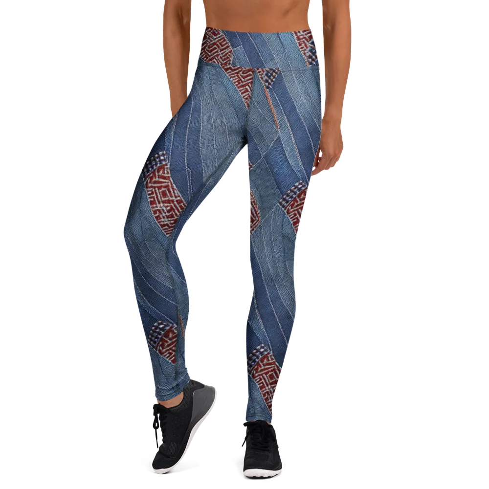 Denim Labyrinth on Yoga Leggings — Front