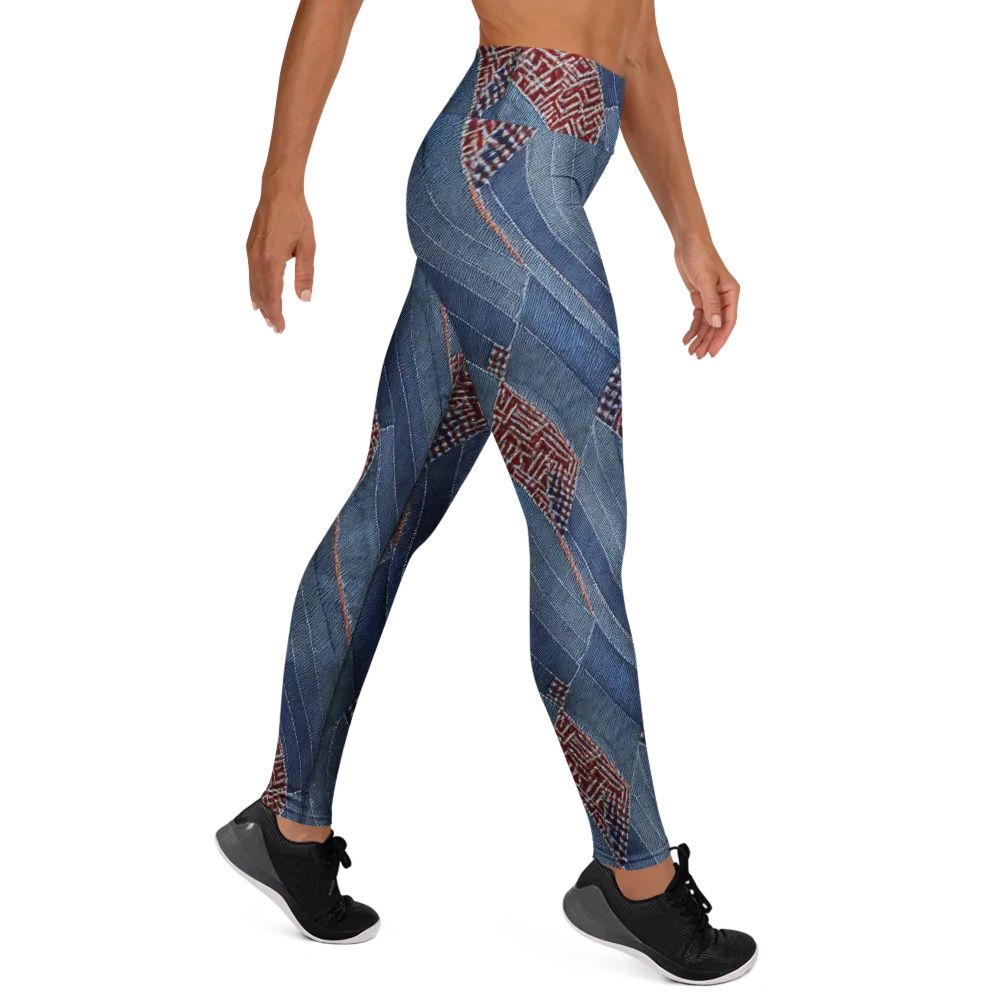 Denim Labyrinth on Yoga Leggings — Right