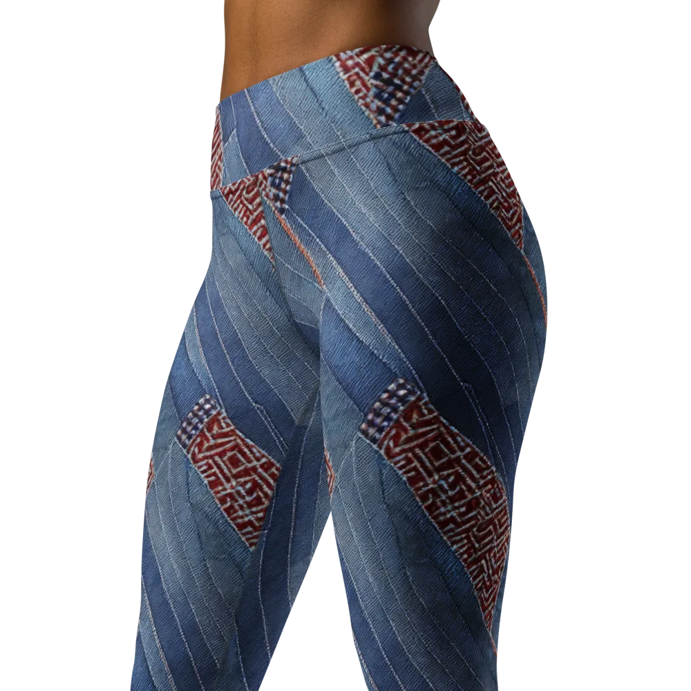 Denim Labyrinth on Yoga Leggings — Left Front