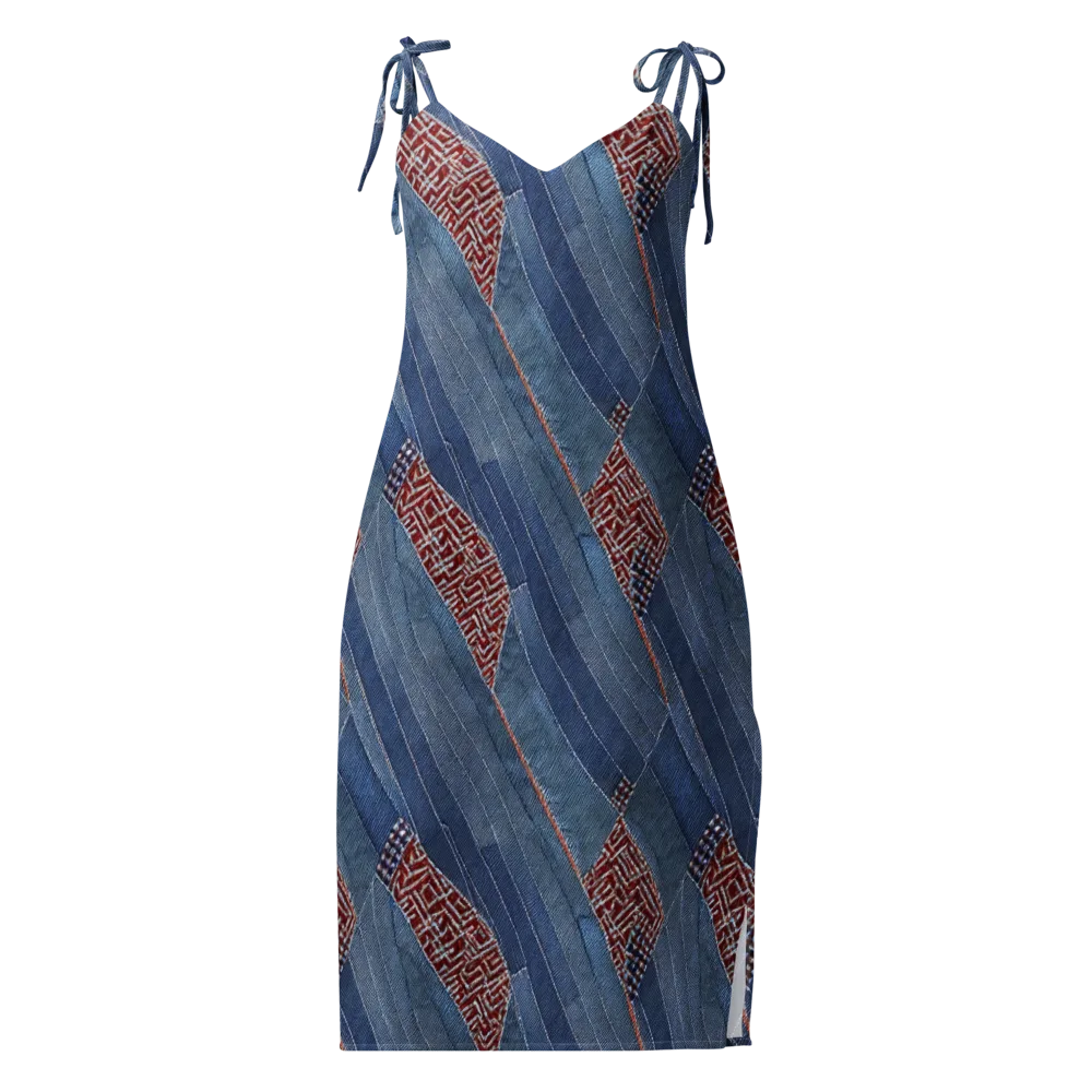 Denim Labyrinth on Slip Dress — Front