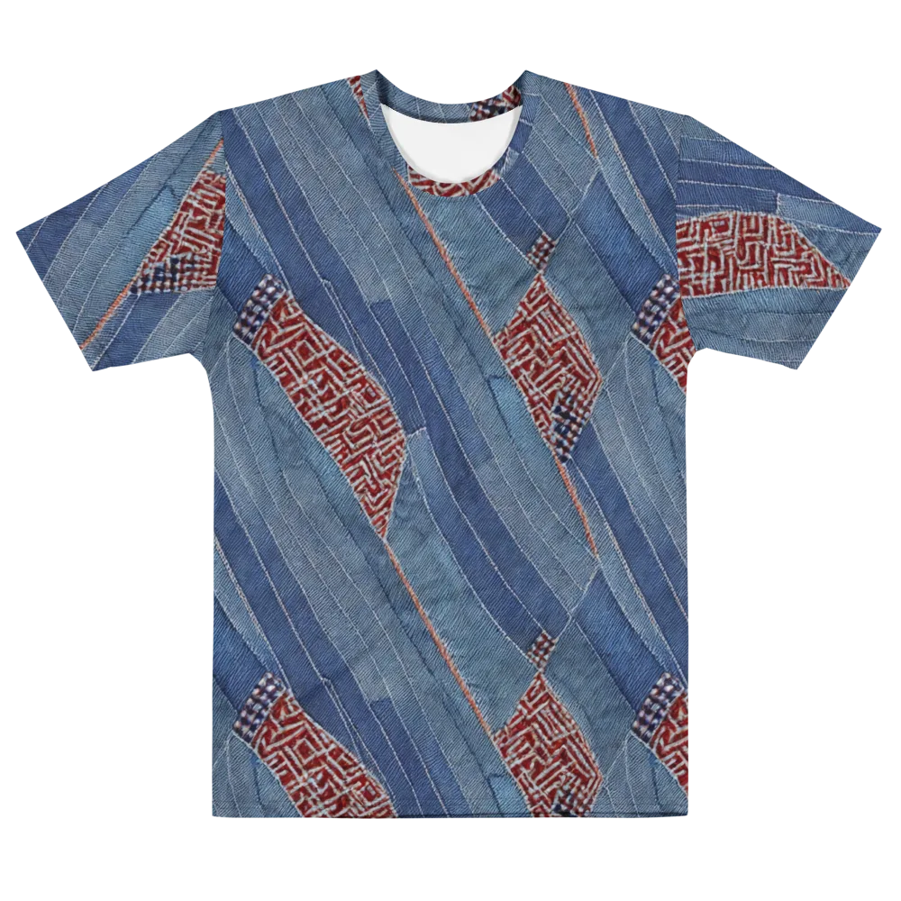 Denim Labyrinth on Men's Cotton Crew Neck T-Shirt — Front
