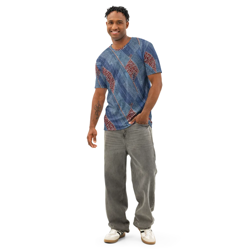 Denim Labyrinth on Men's Cotton Crew Neck T-Shirt — Front