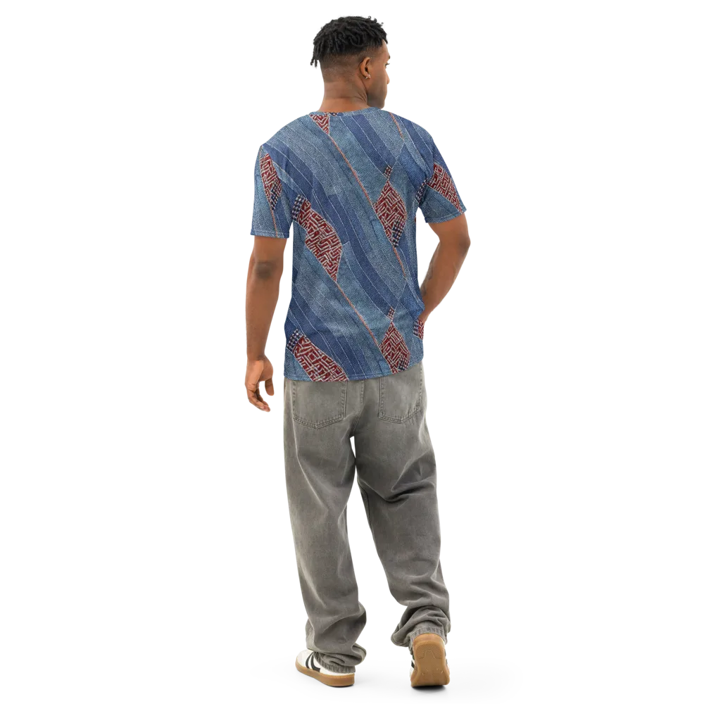Denim Labyrinth on Men's Cotton Crew Neck T-Shirt — Back
