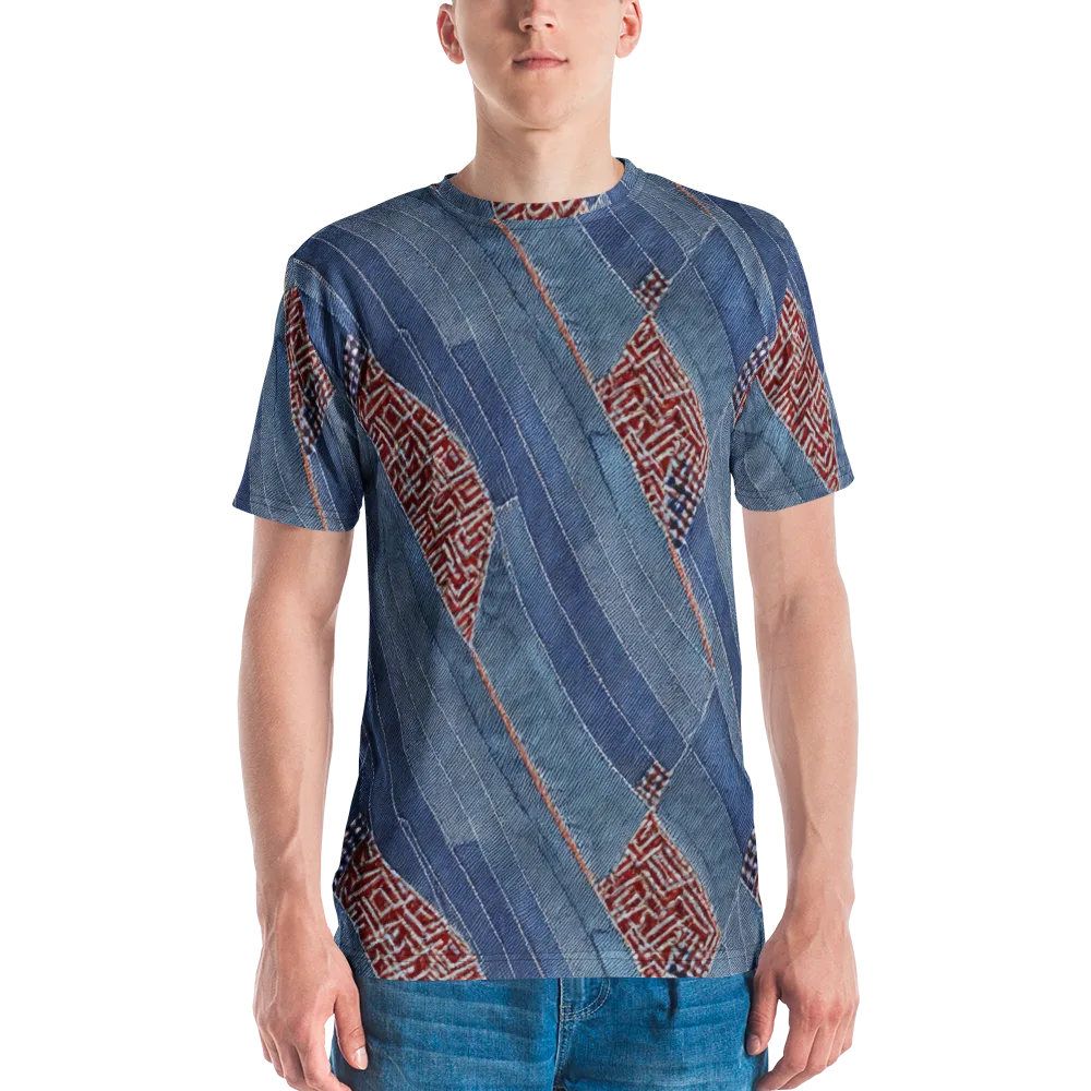 Denim Labyrinth on Men's Crew Neck T-Shirt — Front