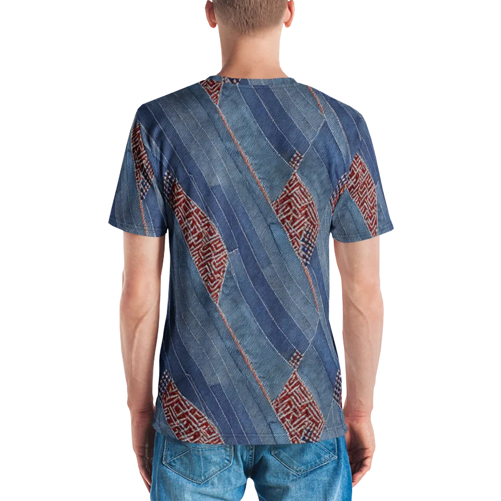 Denim Labyrinth on Men's Crew Neck T-Shirt — Back
