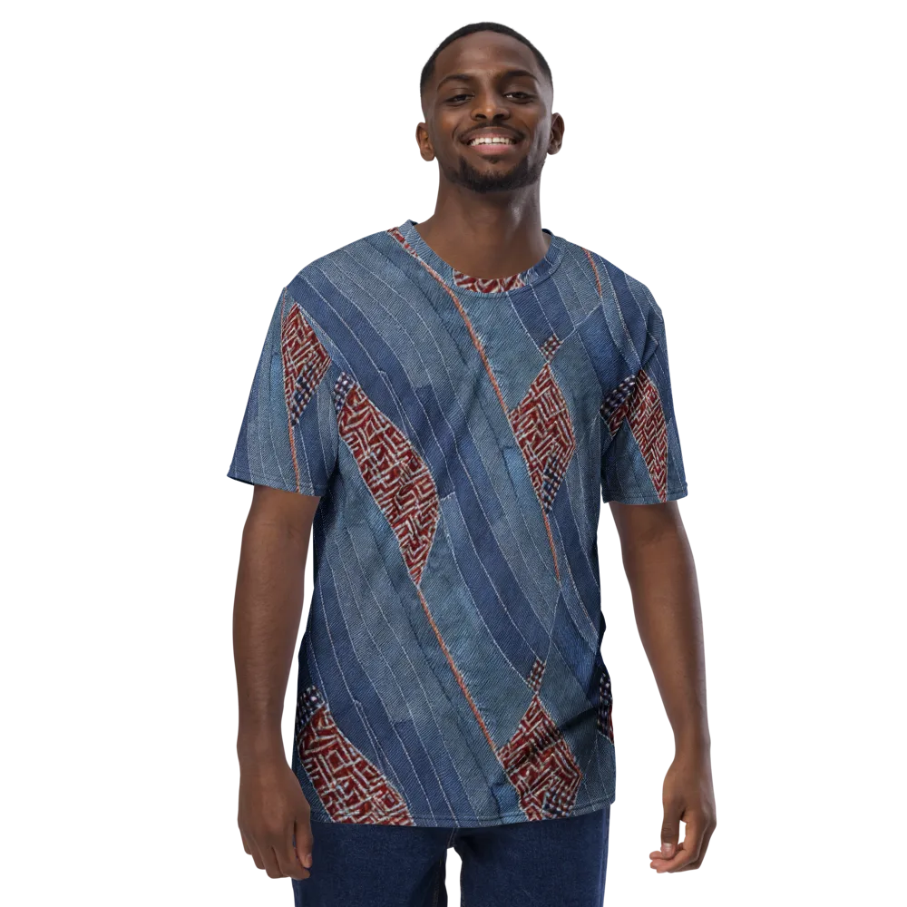 Denim Labyrinth on Men's Crew Neck T-Shirt — Front