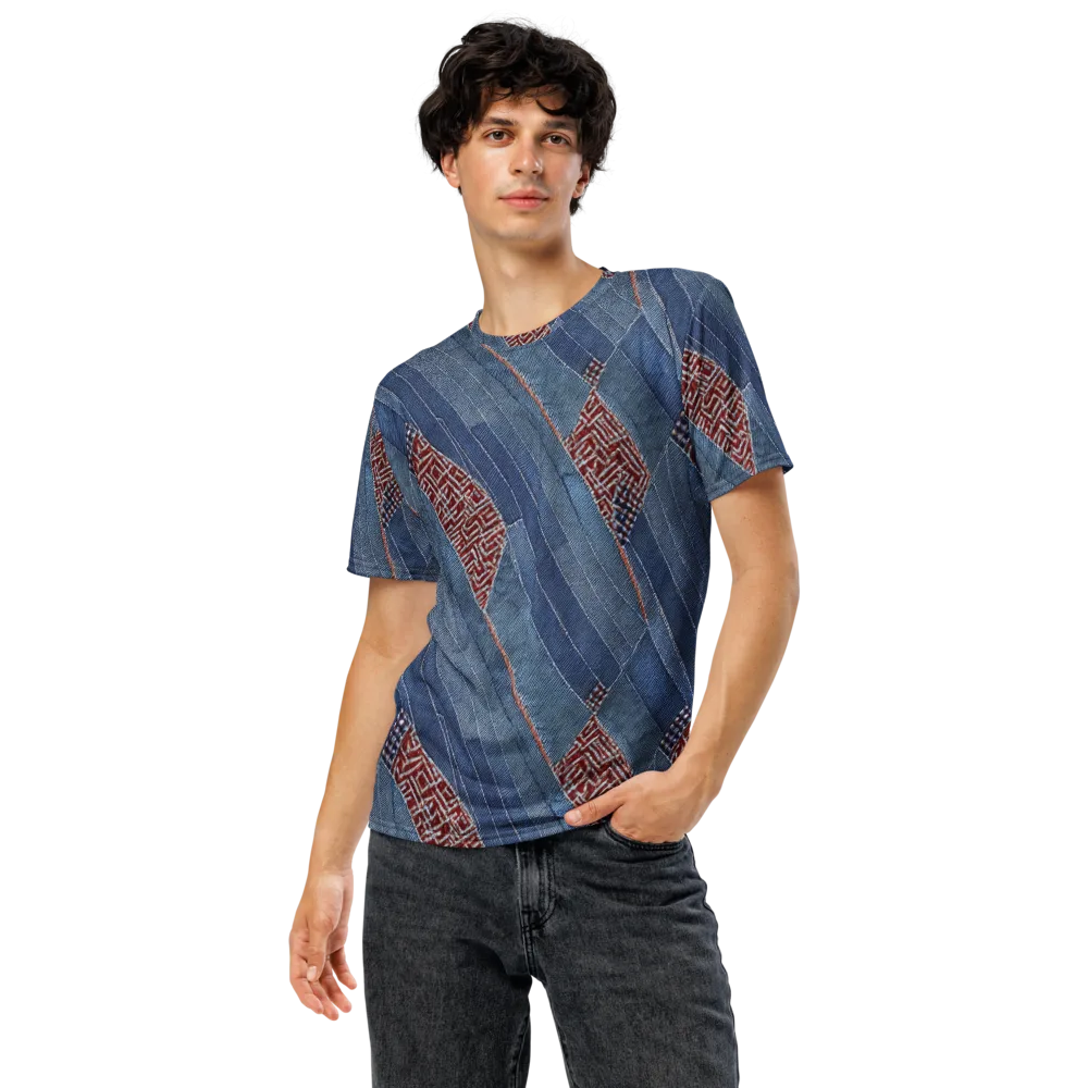 Denim Labyrinth on Men's Crew Neck T-Shirt — Front