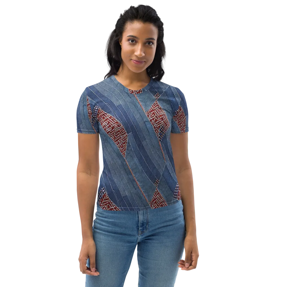 Denim Labyrinth on Women's Crew Neck T-Shirt — Front