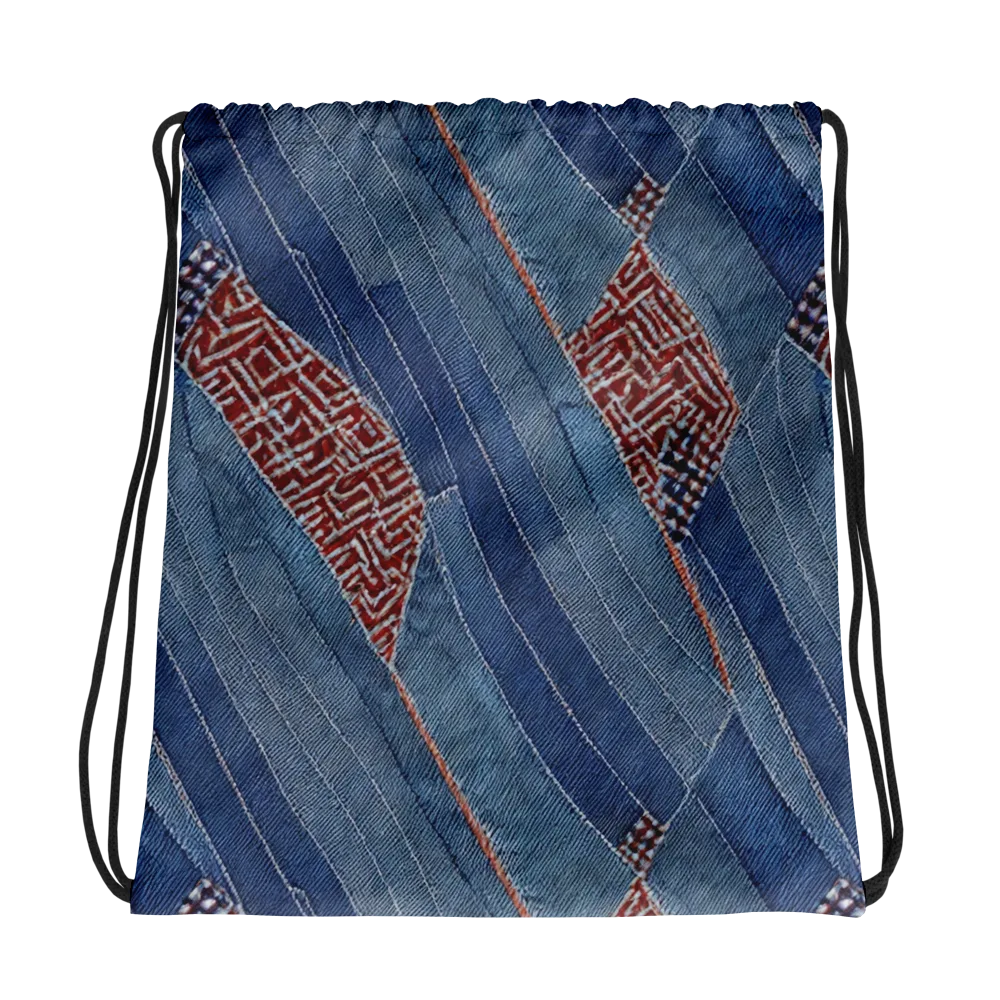 Denim Labyrinth on Drawstring Bag — Photo